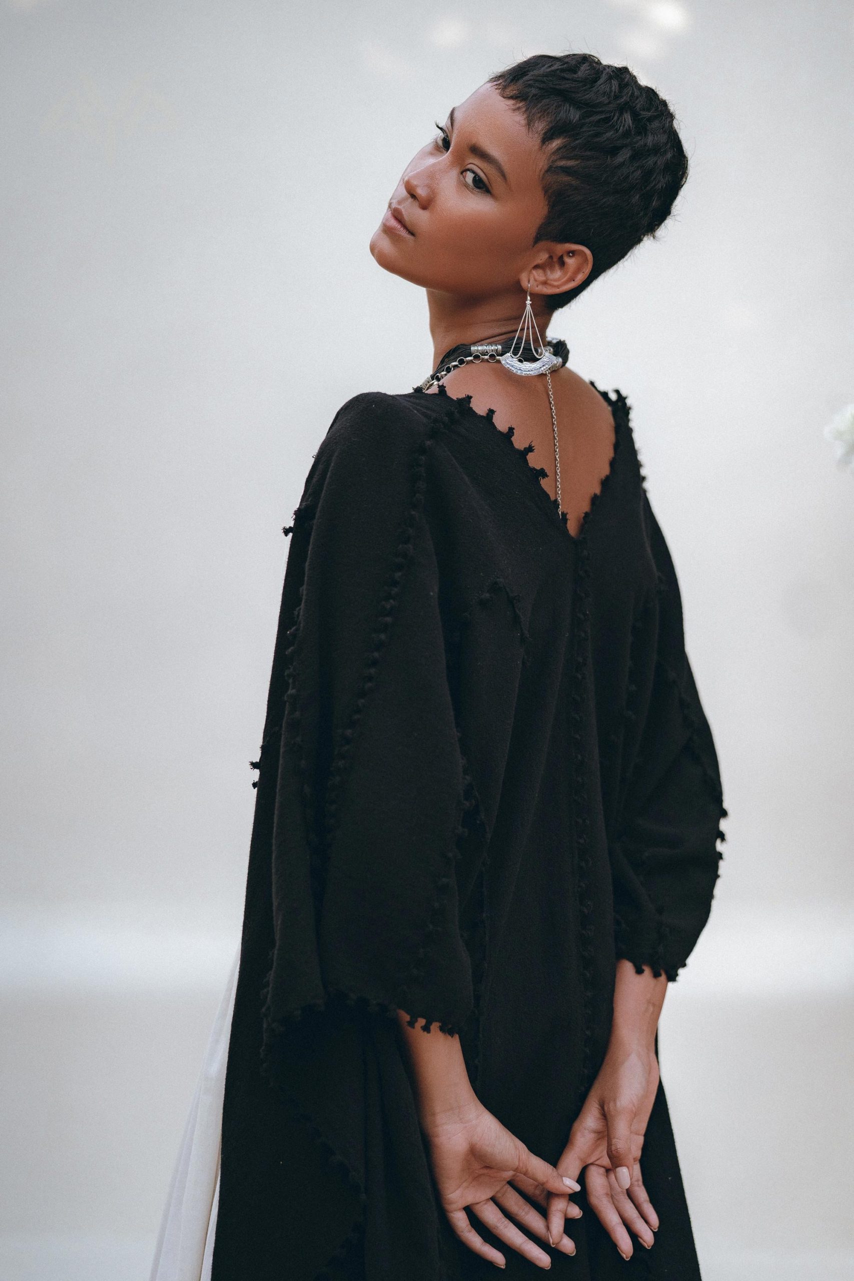 Black Poncho Robe Boho Cape For Women Prom