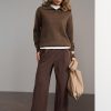 Wool Sweater Women Polo Collar Pullover Casual Loose