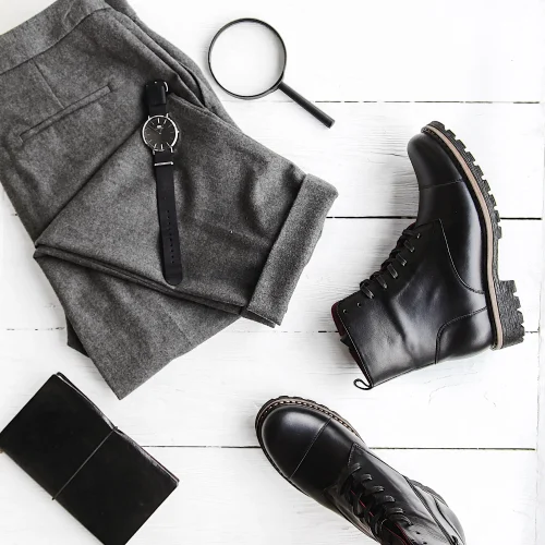 Women’s Black Military Chunky Leather Boots