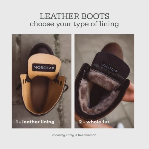 Mens Brown Leather Work Boots Fur Lined Combat