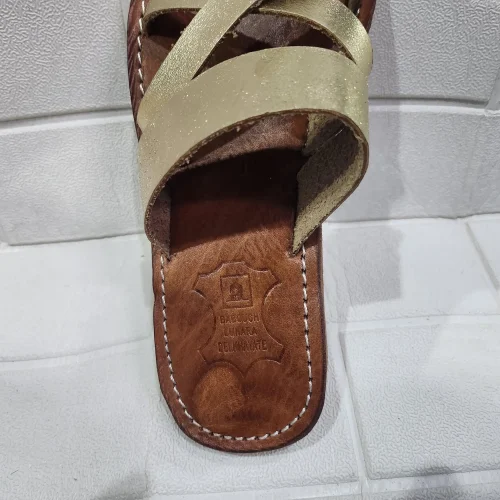 Women’s Gold Crisscross Moroccan Leather Sandals