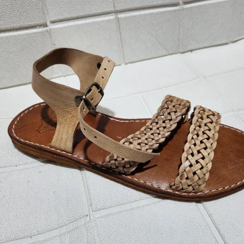 Women’s Tan Braided Moroccan Leather Sandals