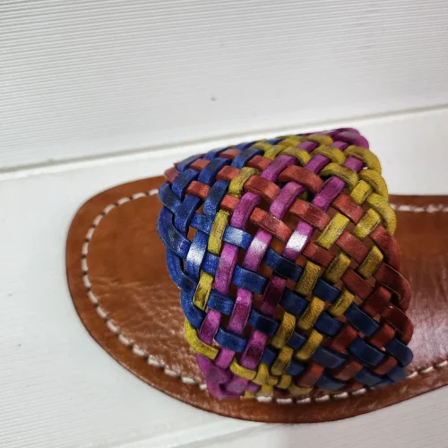 Women’s Colorful Woven Moroccan Leather Summer Slides