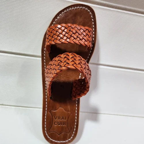 Women’s Woven Double Strap Moroccan Leather Slides