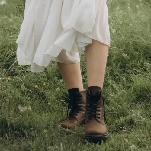 Handmade Leather Ankle Boots Vintage Brown Lace Up